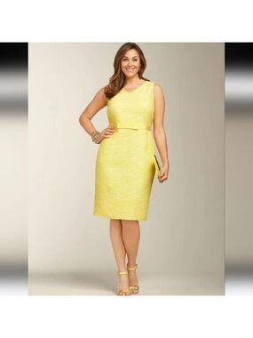 Talbots Yellow Tweed Shift Dress, Size 14P